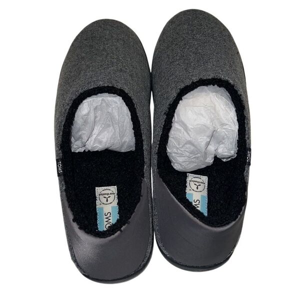 Toms Ezra Smoke Grey Repreve Two Tone Felt Slip On Slippers Men Size 12 NIB - Picture 4 of 14